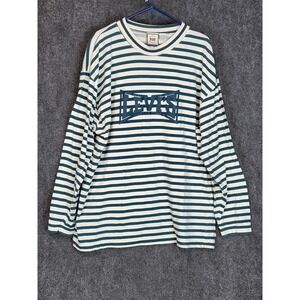 Levis Shirt Mens XL Striped‎ Long Sleeve Green White Batwing Graphic Vintage 90s